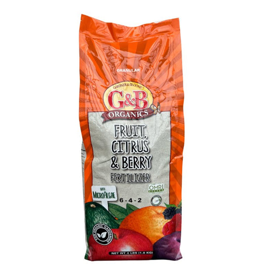 G&B Organics Fruit, Citrus & Berry fertilizer bag on a white background
